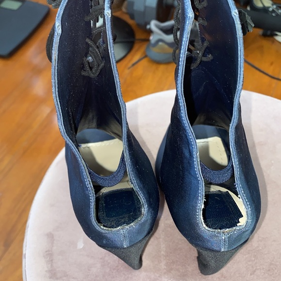 Christian Dior Navy lace up peep toe boots size 38 (7.5) - Picture 9 of 10